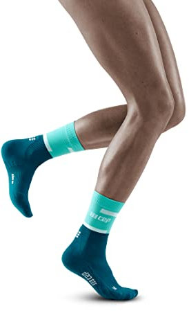 CEP Laufsocken für Damen 37-40 – Mittellange Laufsocken mit Kompression für Damen – Performance Running Socks für Sport & Training – Für mehr Regeneration & Komfort beim Joggen – Ocean/Petrol
