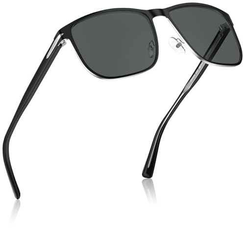 CARFIA Herren Sonnenbrille Polarisierte UV400 Schutz Quadratischer Metallrahmen Fahrradbrille mit Verzinkten Kupferstiften Sport Outdoor XL Angelbrille mit Lederetui CA5335