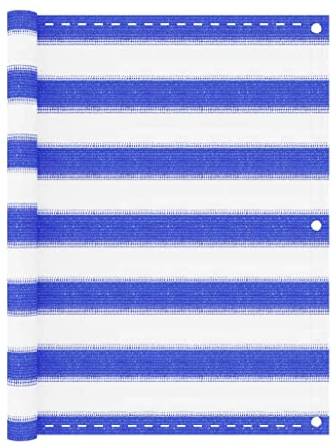 vidaXL Balkon Sichtschutz Bespannung Terrasse Windschutz Sonnenschutz Balkonbespannung Balkonverkleidung Balkonsichtschutz Blau Weiß 75x500cm HDPE
