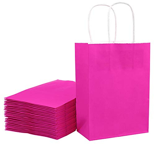 Loveinside 33 X 25,4 X 12,7 cm Papiertüten Kraftpapier Rosa Geschenktüten Großpackung Mit Griffen Für Geburtstag Hochzeit Gastgeschenke 25 Stück/Set