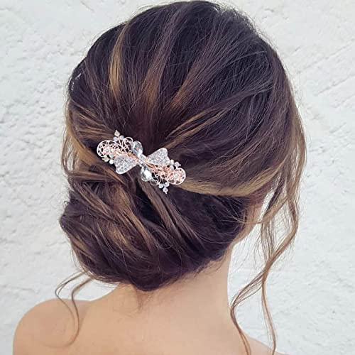 TseenYi Kristall Blume Haarspange Clip Strass Edelstein Haarspange Vintage Kristall Haarspange Clip Braut Hochzeit Kopf Clip Kopfbedeckung für Frauen und Mädchen (mit transparentem Kristall)
