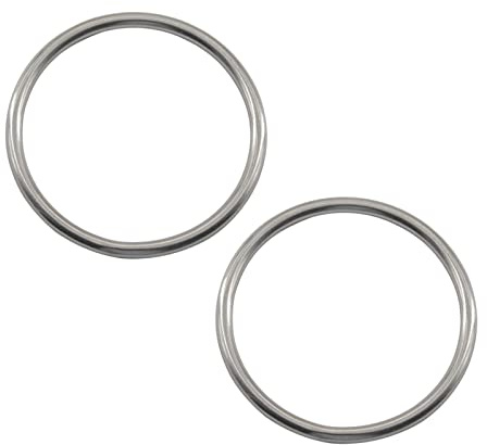 (2 Stück) M10 x 90 mm massiver nahtloser O-Ring 304 Edelstahl runder Ring glättender geschweißter Ring für Handring Hundeseil Haustierkette Gepäck Tasche Hardware