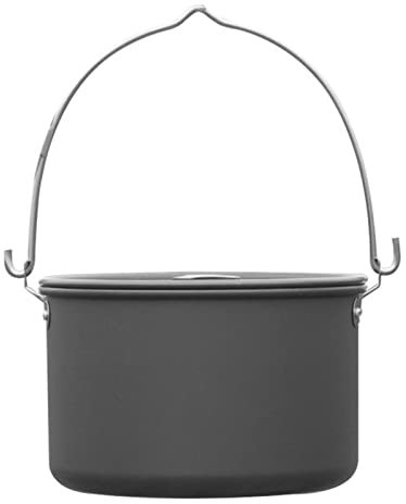 Nicoone Camping Pot, 4. 5L Aluminum Hanging Cooking Pot with Lid Cookware Hanging Cooking Pot for Outdoor Camping Hiking Fishing