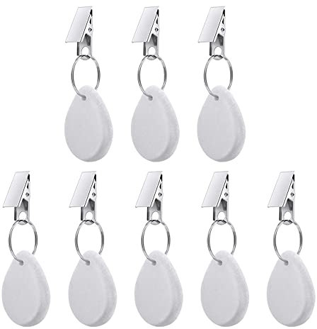 8Pcs Tablecloth Weights, Marble Teardrop Heavy Duty Tablecloth Pendants with Clip for Picnic Wedding Tables Decor (White)