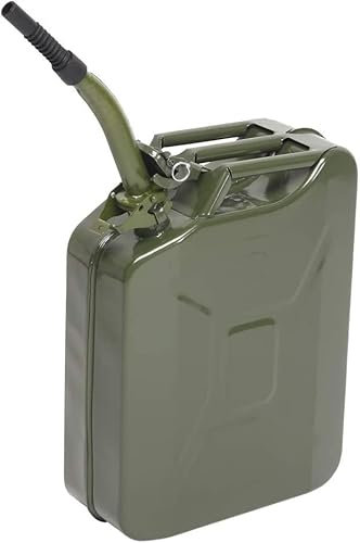 LEADZM Tanica Benzina Jerrican Professionale 20L in Metallo con Beccuccio Versatore - Tanica Carburante Portatile per Diesel, Cherosene, Benzina (Verde)