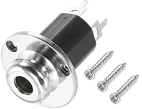 sourcing map 6.5mm(1/4 Zoll) Akustik Gitarre Bass Mono Endpin Buchse Ausgang Jack Riemen Knopfleiste Steckdose für Akustikgitarren und Bass Silber