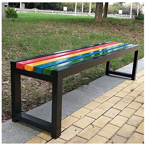 REOTEL Gartenbank Metall, Parkbank, Gartenbank Wetterfest Parkbank, Gartenbank Ohne Lehne, Eisenbank Ruhebank für 2-8 Sitzer, Laubenbank für Garten, Balkon und Terrasse,D,100x40x45cm