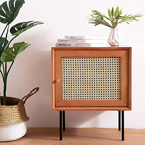 JUNNIU Mesita De Noche De Madera Maciza, Gabinete De Almacenamiento De Ratán Retro De Madera De Cerezo, Gran Espacio De Almacenamiento (Color : C) Decoration