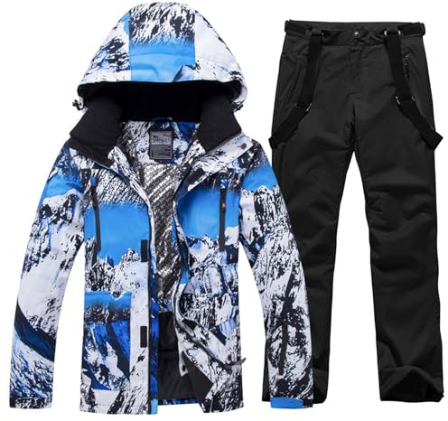 Vêtements de Ski Pour Hommes Vestes de Ski et Pantalons Longs Ensembles Imperméables Vêtements de Ski Vestes de Snowboard Pantalons Vêtements de Ski Pour Hommes BXS+Black XXL