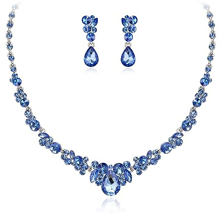 EVER FAITH Damen Schmucksetösterreichisch Kristall Braut Floral Tropfen Halskette Ohrringe Set | Kristall, Hochzeit, Party, Halskette, Ohrringe, Sets für Bräute