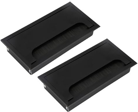 BQLZR Aluminum Rectangle Cable Grommet for Computer Desk 3.15 x 6.3 Black Pack of 2