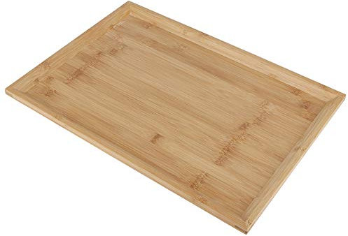 Food Serving Tray, Bamboo Rectangular Serving Plate, Home Kitchen Desk Organizer, Tea Tray for Fruit and Biscuit Snack (S-Bamboo)