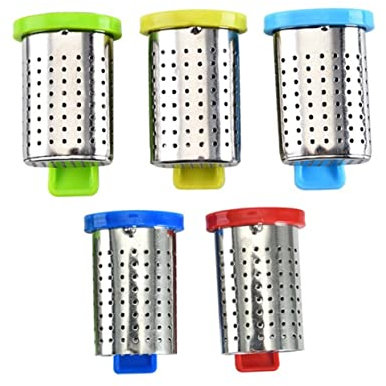 HOMSFOU 5stücke Teiliges Teesieb Aus Edelstahl Mit Henkel Hochwertiger Teefilter Für Lose Teeblätter Geeignet Für Tassen Und Teekannen Einfach Zu Reinigen Und Langlebig Mixed Color