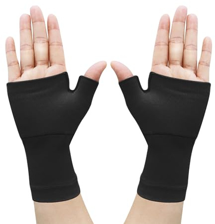BEIBXHQQ 2 Elastic Thumb Support Gloves, Breathable Finger Protection Gloves, Fitness Wrist Brace, Compression Thumb Splint, Bandage for Arm (Black)