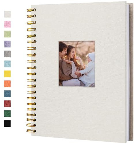 Hiwhy Álbum de Fotos Scrapbook 28x20,5 cm 40 Páginas Álbum de Recortes Tapa Dura Kraft Libro de Visitas para Boda Viaje Baby Shower, Beige