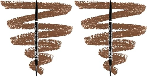 NYX Professional Makeup Micro Brow Pencil, Doppelseitig mit ausdrehbarem Augenbrauenstift und Bürstchen, Vegane Formel, Farbton: Cool Ash Brown (Packung mit 2)