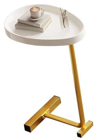 TARSHYRY Schmaler C-förmiger Beistelltisch, Sofa-Couchtisch, Kleiner Couch-Tabletttisch, Ausziehbarer Couchtisch für Schlafzimmer, Wohnzimmer, Kleine Räume (Gold)
