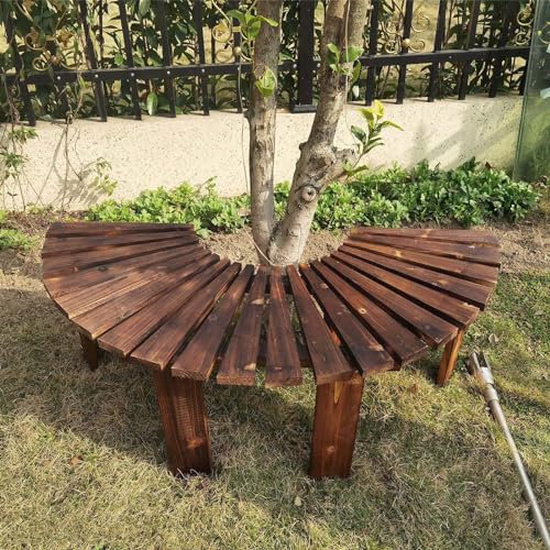 RVUEM Halbrunde Gartenbank Aus Holz, Baumbank, Wrap Around Parkbank, Wetterfest, Glatte OberfläChe, AußEnbäNke, FüR Park, Hof, Terrasse, Deck, Rasen