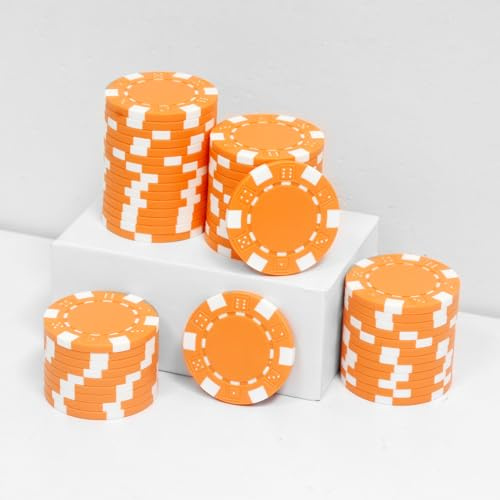 JIESITE Fichas de póquer ABS Monte Carlo de 11,5 gramos, fichas de póquer de grado de casino para Texas Hold'em, Blackjack, juegos de póquer nocturno de cartas, paquete de 50 (naranja)
