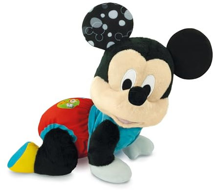 Clementoni Disney Baby Baby Mickey Gattona con Me, Topolino Peluche per Imparare a Gattonare, Gioco Prima Infanzia Bambini 6-36 Mesi, Insegna Numeri e Versi degli Animali, Lingua Italiana, 17991