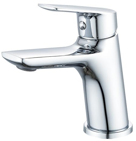 BELZ Grifo mezclador para lavabo con control de calor y frío, latón duradero, moderno, de un solo agujero, G1/2 pulgadas, cromado