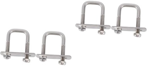 OKUMEYR 4pcs U-shaped Stainless Steel Square Clamp Bolts Screw Dampers for Securing Hoses Cables Tubes Automotive Industrial Applications