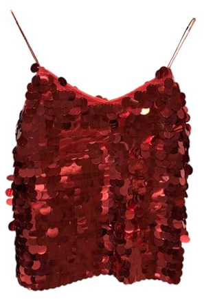 Damen Bauchtanz Crop Top Quasten Pailletten BH Oberteil Pailettenoberteile mit Neckholder Bustier Kostüm Tanzaufführung BH für Bauchtanz, Boho, Festival, Club, Latin Dance