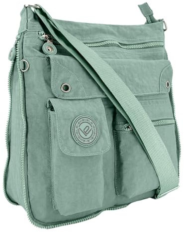 ekavale - leichte Damen-Umhängetasche - Praktische Crossbody-Handtasche - mit vielen fächern - Schultertasche wasserabweisende Damentasche (Minze)