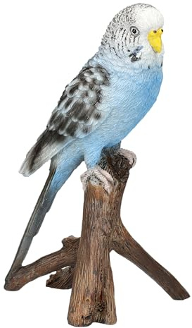 Figuren Shop GmbH Gartenfigur Wellensittich blau – Naturgetreue Vogelfigur von HotAnt, 16,5 cm, wetterfest & handbemalt