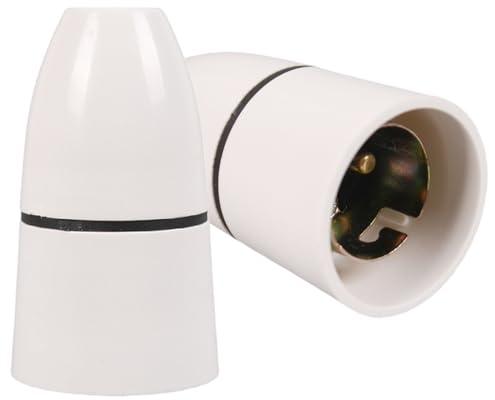 2 PCS Bayonet Light Fitting, White B22 High Temperature Resistant Bulb Holder for Bathroom, Bedroom, Kitchen, Ceiling Pendant Light Socket [Energy Class A]