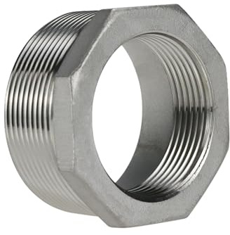 Napredak Buje hexagonal reductor de acero inoxidable, 2 adaptadores NPT macho x 1-1/2 NPT hembra, adaptador de tubería reductor roscado de línea de agua, 1 unidad