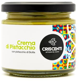 Criscenti Crema Spalmabile di Pistacchio - 35% di Pistacchi Siciliani Selezionati - Lavorazione Artigianale a Bronte - Senza Olio di Palma - Confezione da 190g