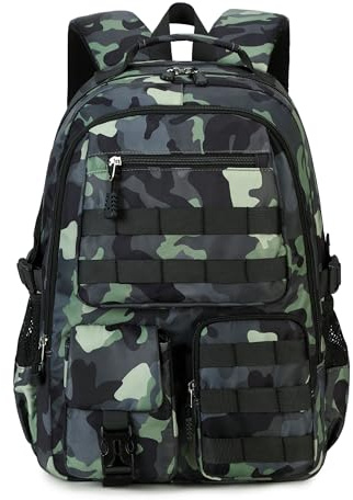 Lmwzh Sacs à dos pour garçons sacs à dos d'école sacs à dos pour jeunes grand sac à dos Camouflage étanche (vert)