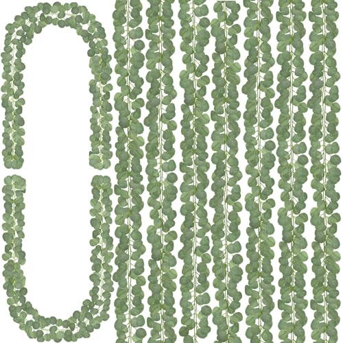CQURE 36Pcs Eucalyptus Garland,Artificial Eucalyptus Leaves Table Greenery Garland Wreath Vines for Wedding Party Table Bedroom Wall Room Decor(252FT)