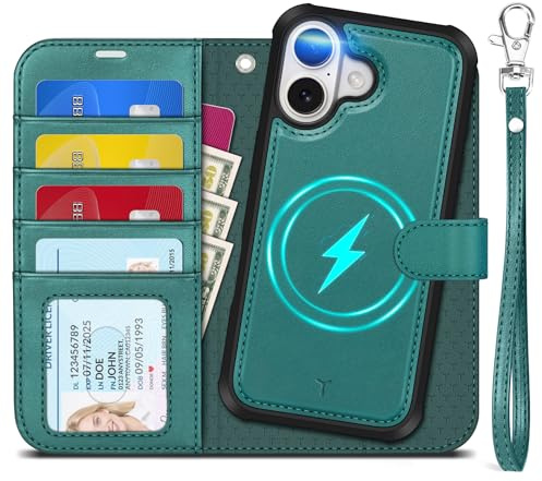 TUCCH Coque Amovible pour iPhone 17 6,3 5G 2025, Turquoise | RFID Blocage, Etui 2 en 1 Portefeuille, Dragonne en Cuir PU, Anti-Choc, Chargement sans Fil, Fermeture Magnétique