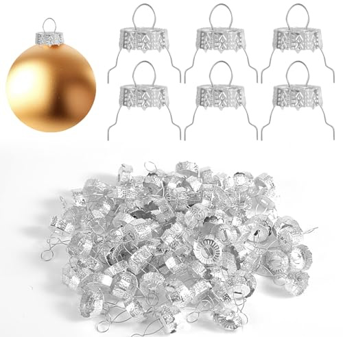 100stk Weihnachtsschmuck Kappen, 1,3cm Runde Metallaufhängerkappen Ersatz für Weihnachtsbaumschmuck DIY-Ornamente aus Porzellan Glas und Keramik (Silber)