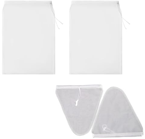 ZORVYN Juego de 4 coladores de tela reutilizables, filtro de malla fina para leche de almendras, jugos, queso y kéfir