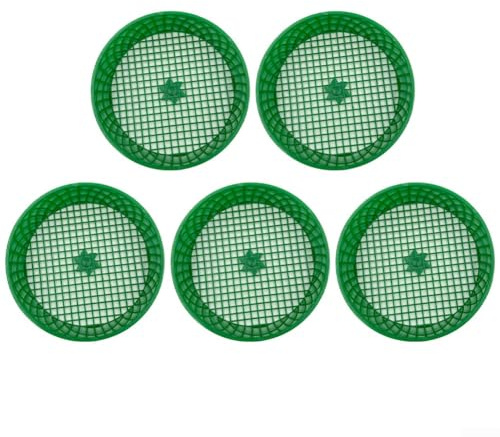 Eawfgtuw Tamiz de plástico grande resistente para jardín, acertijo de tierra para abono de arena y mezcla de macetas, herramienta hortícola de BPA verde de 5 piezas para eliminar rocas y desechos