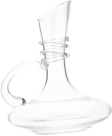 Toyvian Carafe à Vin en Verre 1600ml Poignée pour Aération Rapide du Vin Rouge Versement Fluide et Design Incurvé à Fond Plat pour Amateurs
