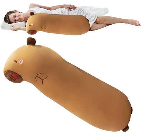 Generisch Long coussin douillet, compagnon de sommeil douillet pour se réconforter et se blottir, animal Capybara, pour mères, amies, adultes, adolescents, canapé, lit, canapé, dortoir, siège de