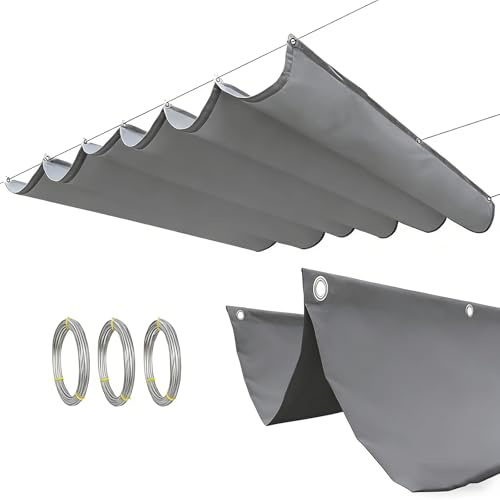 HOFUNTRE Vela Ondulada retráctil, toldo Impermeable para Exteriores, corredero 95% protección UV, Ideal para Patio, jardín, césped y Espacios al Aire Libre(W:1.1m/3.6ft*L:5m/16.5ft)