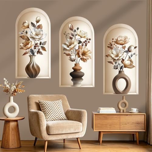 wondever Wandtattoo Blumen 3D Wandsticker Wohnzimmer Modern Erwachsene | Abziehen und Aufkleben, Abziehbar, Wandaufkleber Selbstklebend für Schlafzimmer Wohnzimmer Flur Sofa Hintergrund Wanddeko