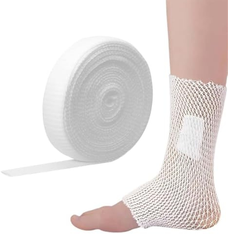 LAKJUOZ Bandage De Pansement En Filet Élastique, 200 Cm X 3,8 Cm Pansement Tubulaire Respirants, Fixation Extensible Aide D'Urgence Pour Coude, Genoux, Mollets, Bras De Bandage Fixation Respirant
