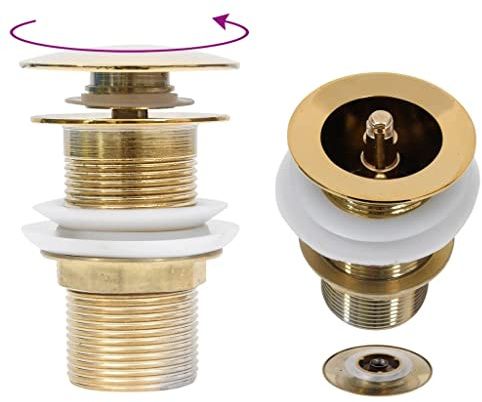Ordellia avloppssats utan bräddavlopp gyllene gjord av zink mässing 6,4 x 6,4 x 9,1 cm 1 1/4 tum popup avlopp för tvättställ avloppsarmatur reparation