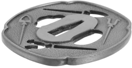 HOMOCONO Japanese Tsuba Hand Guard for Replacement Metal Wakizashi Tsuba with Engraved Dragon Design, Silver Colour, x.x.cm, Enhances Grip Comfort and Balance for Martial Arts