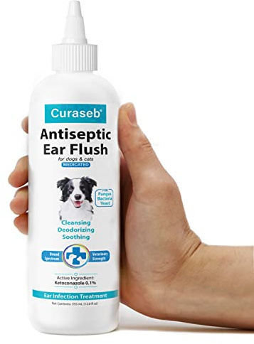 Curaseb Dog Ear Infection Treatment Solution – Soothes Itchy & Inflamed Ears – Cleans Debris and Buildup - 12oz