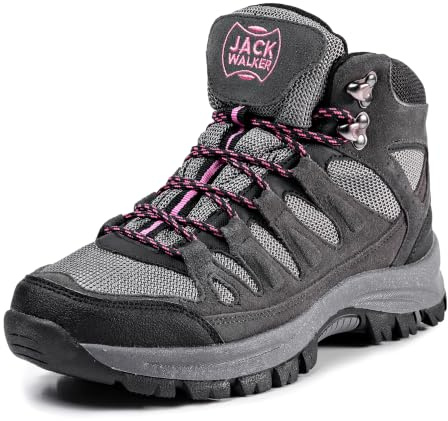 Jack Walker JW1005 Women's Waterproof Suede Hiking Boots | HydroGuard Waterproof, Suede Leather, Memory Foam Insole, Lightweight, Breathable, High-Traction Sole, Ankle Support