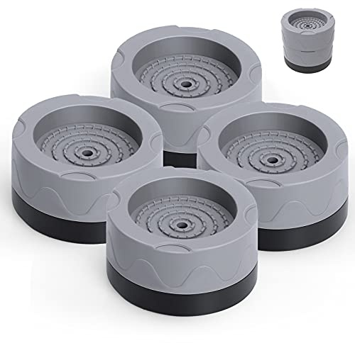 4 Stück Schwingungsdämpfer Waschmaschine,Fußpolster Anti-Rutsch Anti-Vibration Noise Cancelling Maschinenstabilisator Unterstützung für Waschmaschinen Kühlschränke rutschfeste Matte mit Gummi