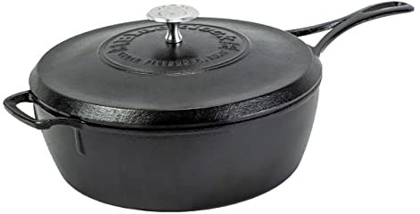 Lodge Blacklock 4 Quart Deep Skillet with Lid - Durable & Lightweight Cast Iron Cookware - Nonstick & Cast Iron Skillet
