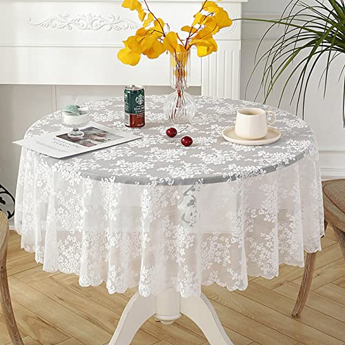 Jeloris runde Spitzendecke mit einem eleganten gewellten Rand, geeignet für jedes besondere Ereignis wie Hochzeit, Geburtstagsparty, Babyparty, Jubiläum (150 cm, Stil 1)